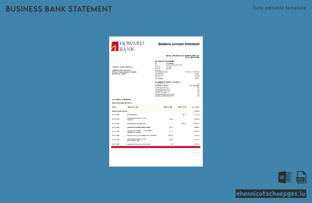 USA Howard Unternehmenserklärung Word- und PDF-Beispielvorschau